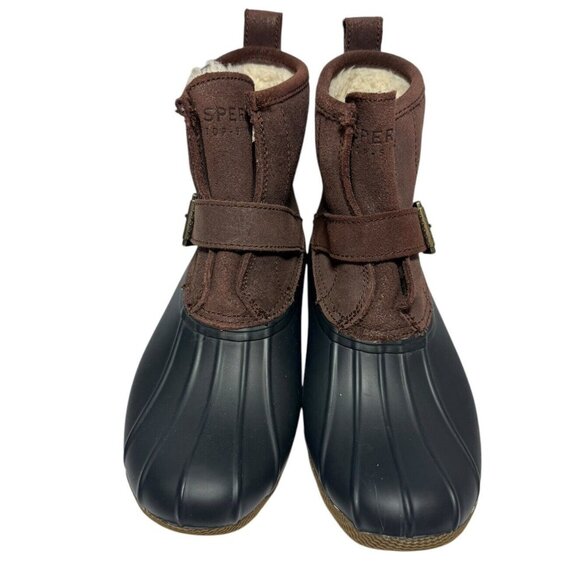 Sperry Top Sider Rip Water Duck Boots Faux Fur Womens 9 Waterproof Blue Rubber - Picture 2 of 16